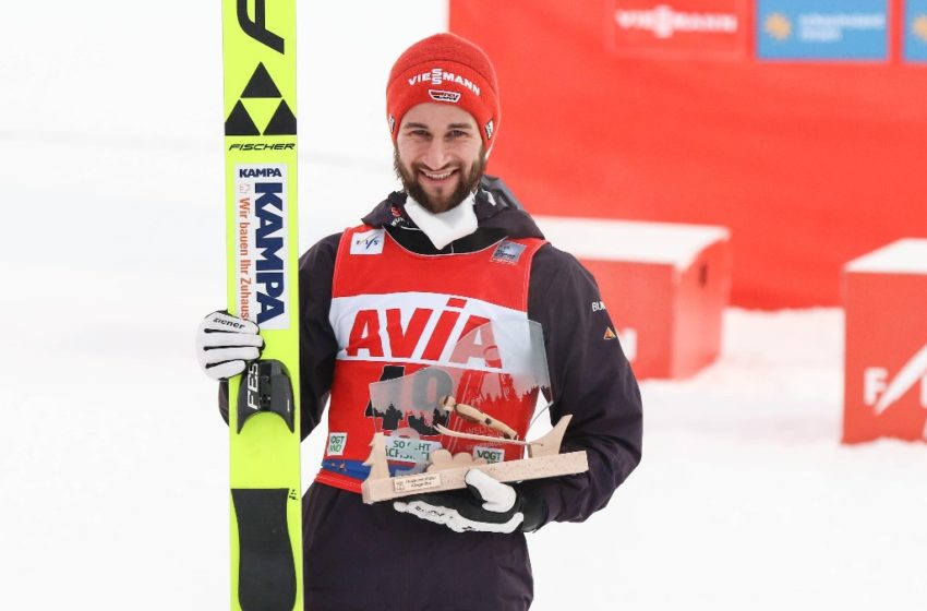 Markus Eisenbichler sicherte den deutschen Adlern als Dritter am Sonntag einen Podestplatz. Foto: Konstanze Schneider/VSC Klingenthal