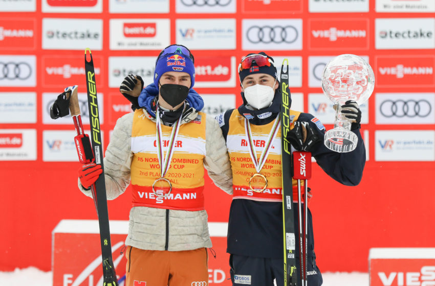 Die beiden besten Kombinierer der Saison: Jarl Magnus Riiber (rechts) und Vinzenz Geiger. Foto: VSC / Konstanze Schneider