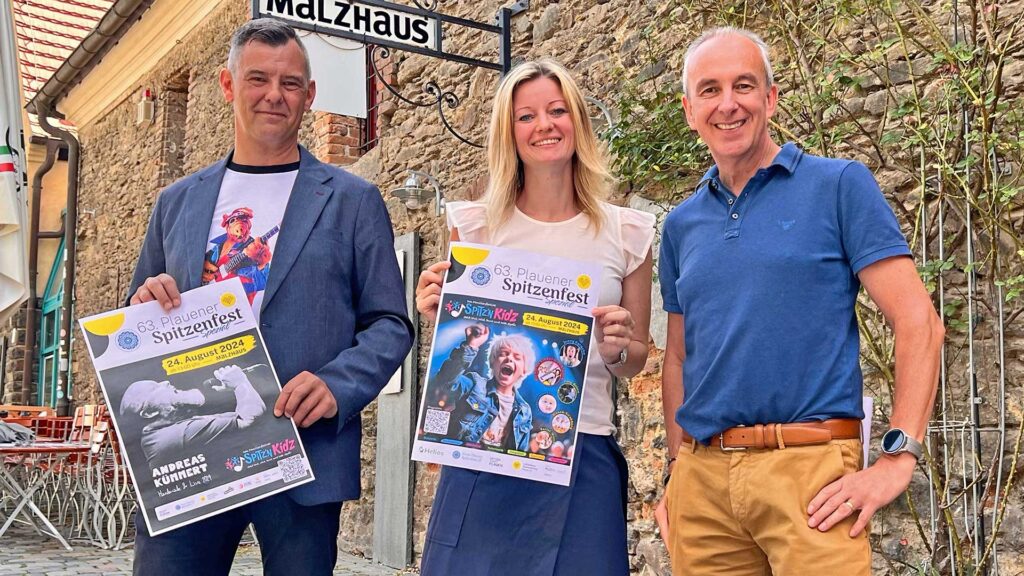 Daniel Seifert, Sophie Gürtler und Thomas Münzer organisieren ein Spitzenfest-Tagesevent auf dem Gelände des Malzhauses. Foto: S. Höfer