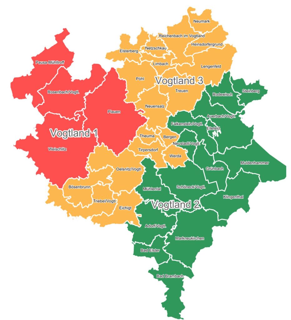 In den drei Wahlkreisen im Vogtland stellen sich insgesamt 26 Kandidaten der Wahl.